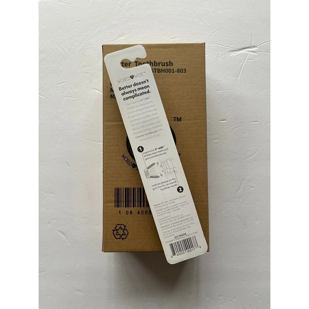 World Wide Better Toothbrush 12 Pieces Box Ultra Soft Tapered Arc Shape Bristle.